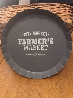 Rustic Distressed Farmer's Market City Market Metal Tray - Gray